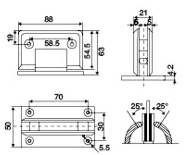 Glass Fittings Stainless Steel 304 90 Degree Glass Shower Door Hinges