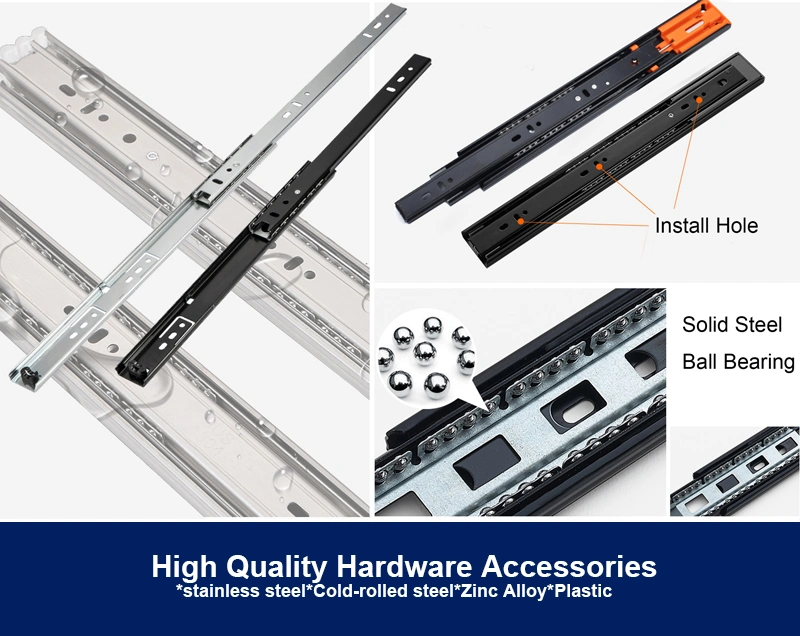 Soft Closing Push Open Full Extention Furniture Hardware Ball Bearing Telescopic Drawer Slide